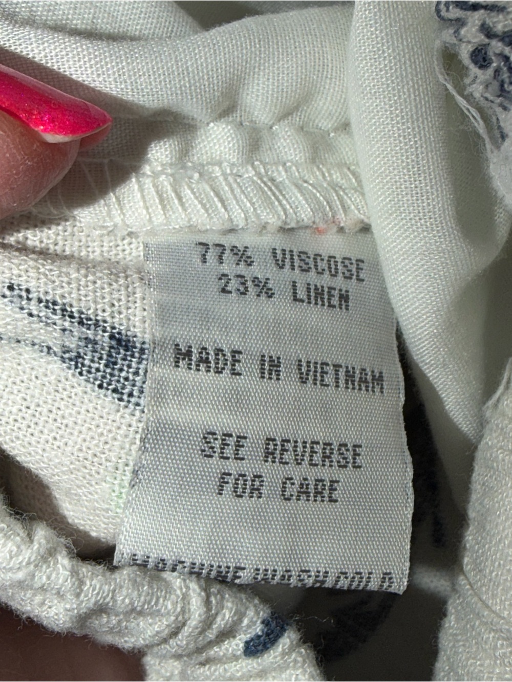 Cali 1850 Cream and Navy Tropical Print Pants - Picture 5 of 6